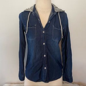 Aztec Hooded Button-Down Shirt